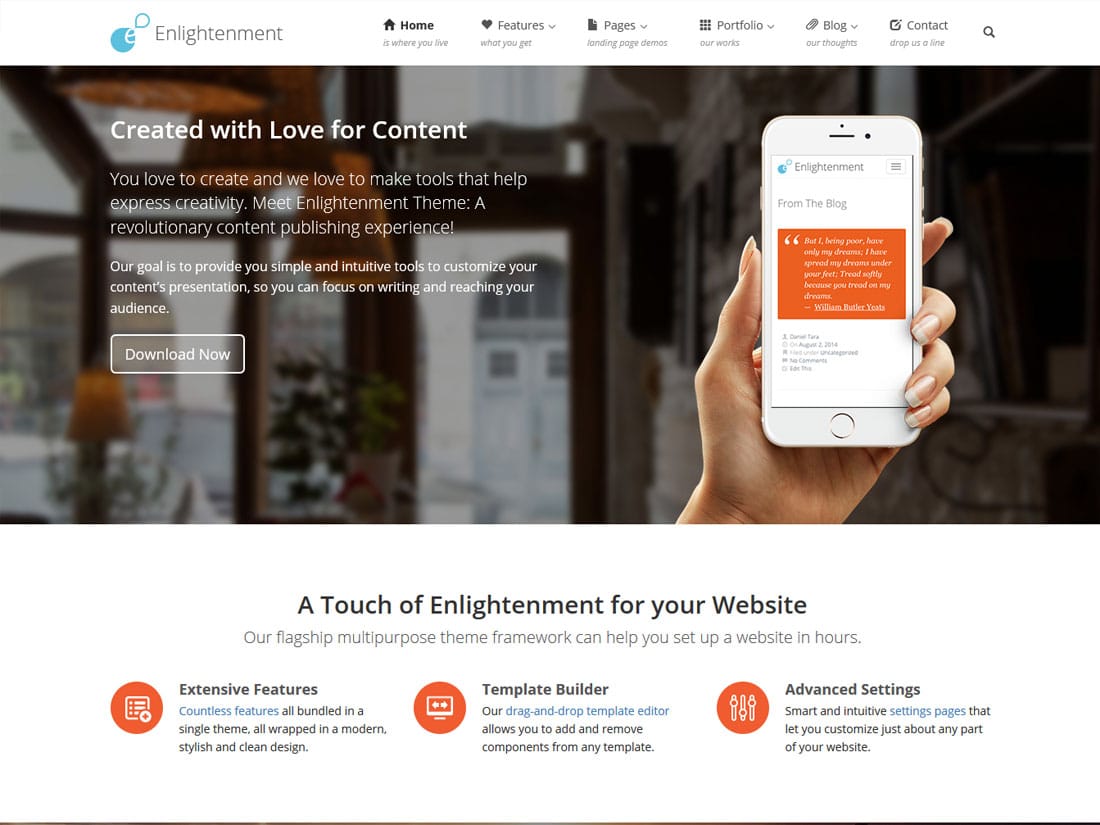 enlightenment - 10+ Best Free & Responsive WordPress Themes 2016