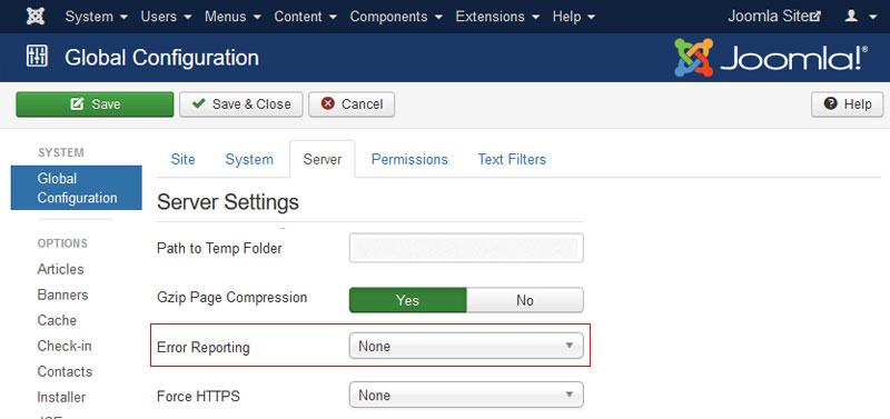 Disable Joomla error reporting - Joomla Security Checklist Best Practices to Protect From Hackers