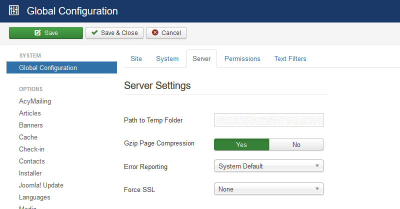 Enable Joomla compression Gzip compression - How to Speed Up Joomla To Improve Site Performance