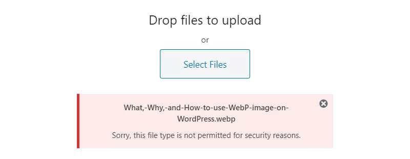 Sorry this file type is not permitted for security reasons - What, Why, and How to use WebP image on WordPress